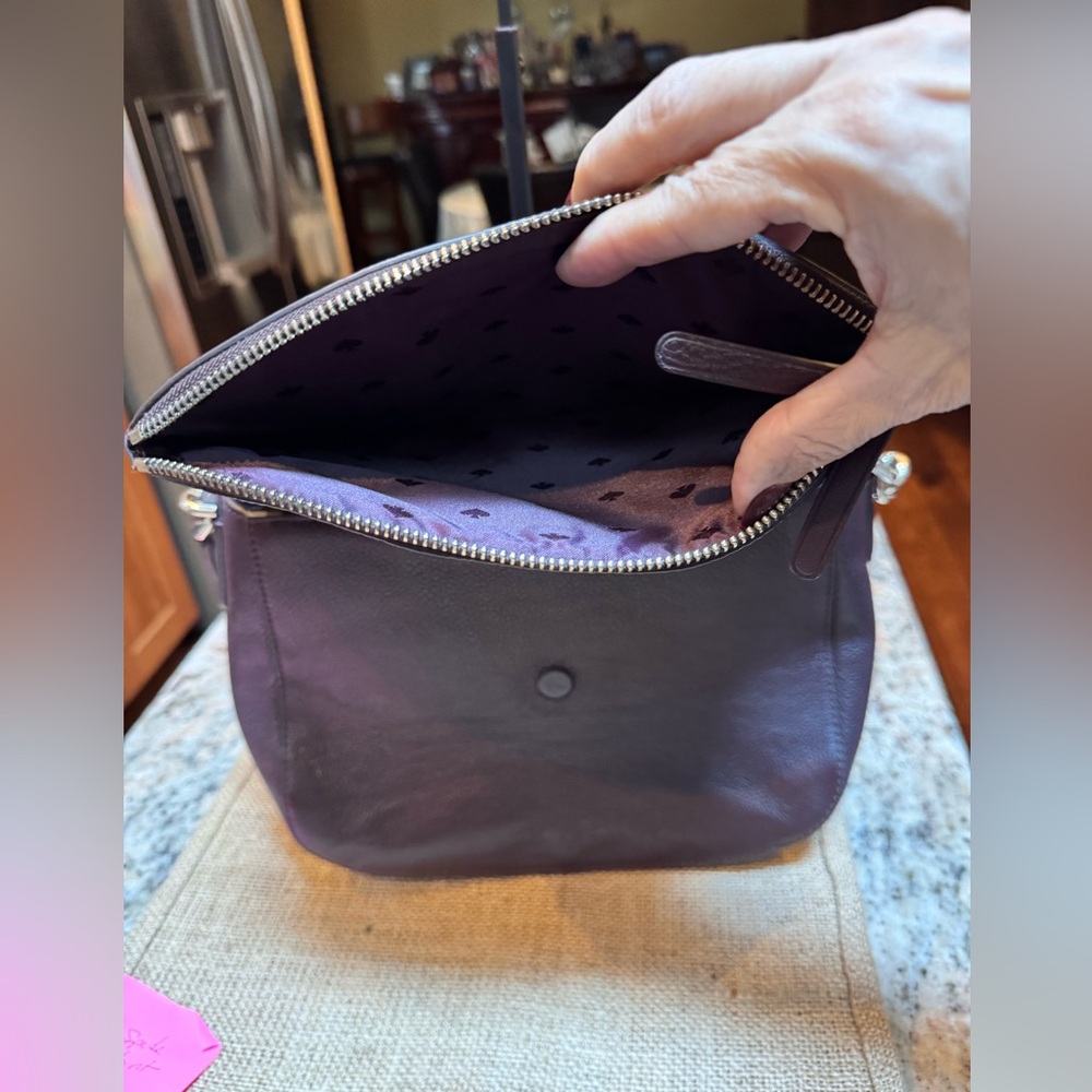 Kate Spade Pebble Leather Shoulder Bag. EUC gorgeous purple satin interior. - Picture 7 of 14